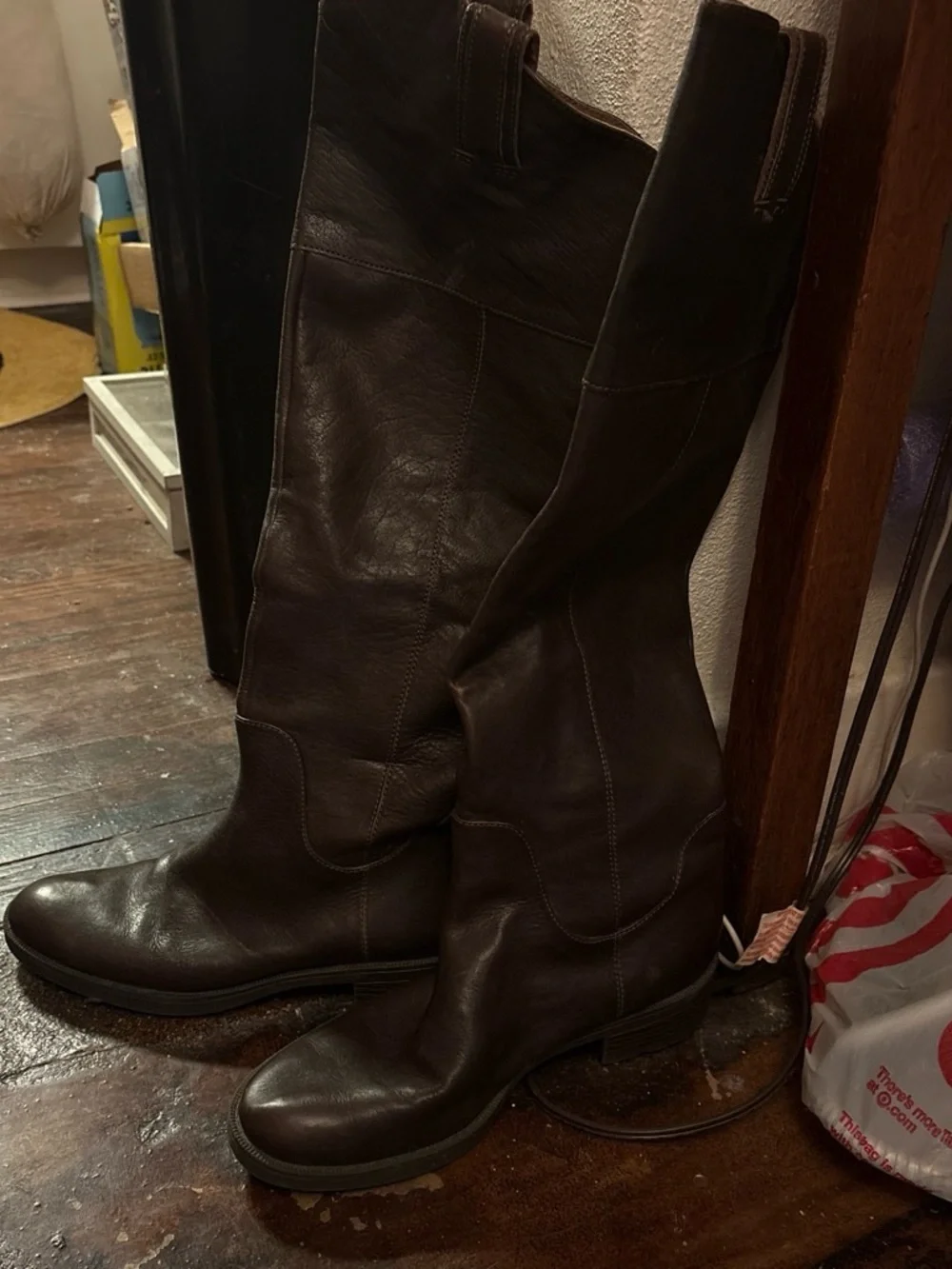 Women's Tall Leather Riding Boots - Dark Brown